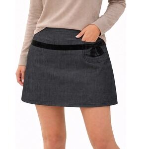 Vintage 90's mini skirt with ribbon & bow detail - Grey & black